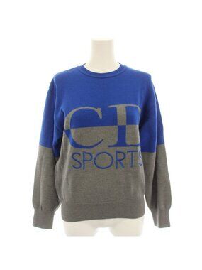 Dior Sports Knit Sweater Crew Neck Long Sleeve Logo Print Embroidery Vintage M